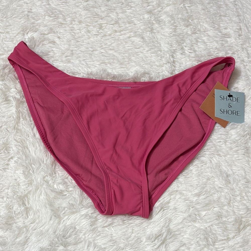 NWT Shade & Shore Pink Low Rise High Leg Swim Bottoms Only Size XL
